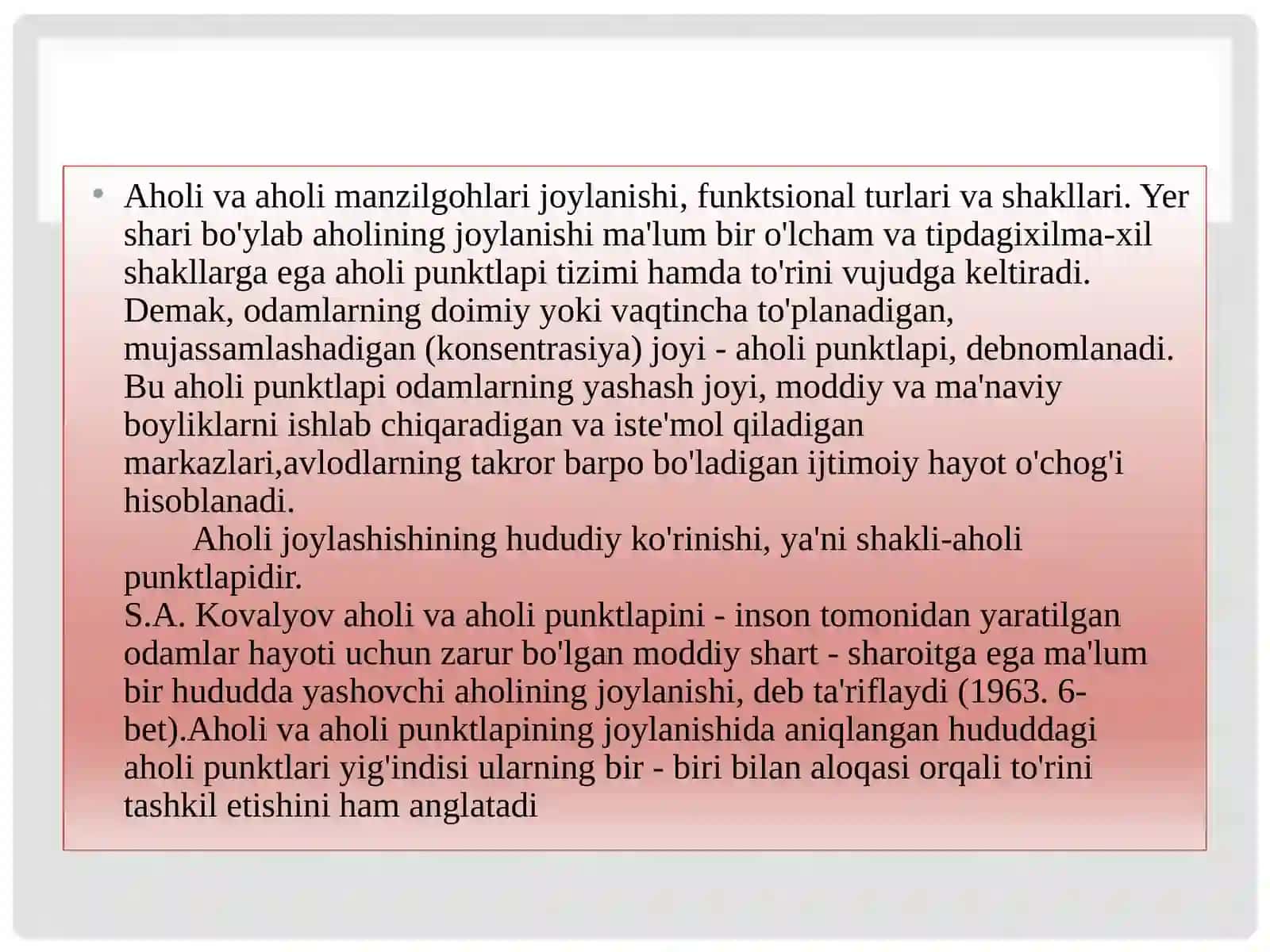 Aholi va aholi manzilgohlari joylanishi 2