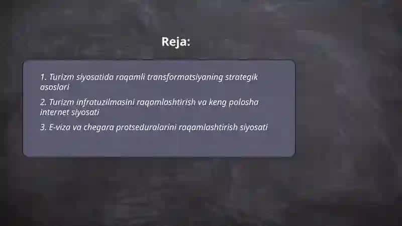 Turizm siyosatida raqamli transfarmatsiya 2