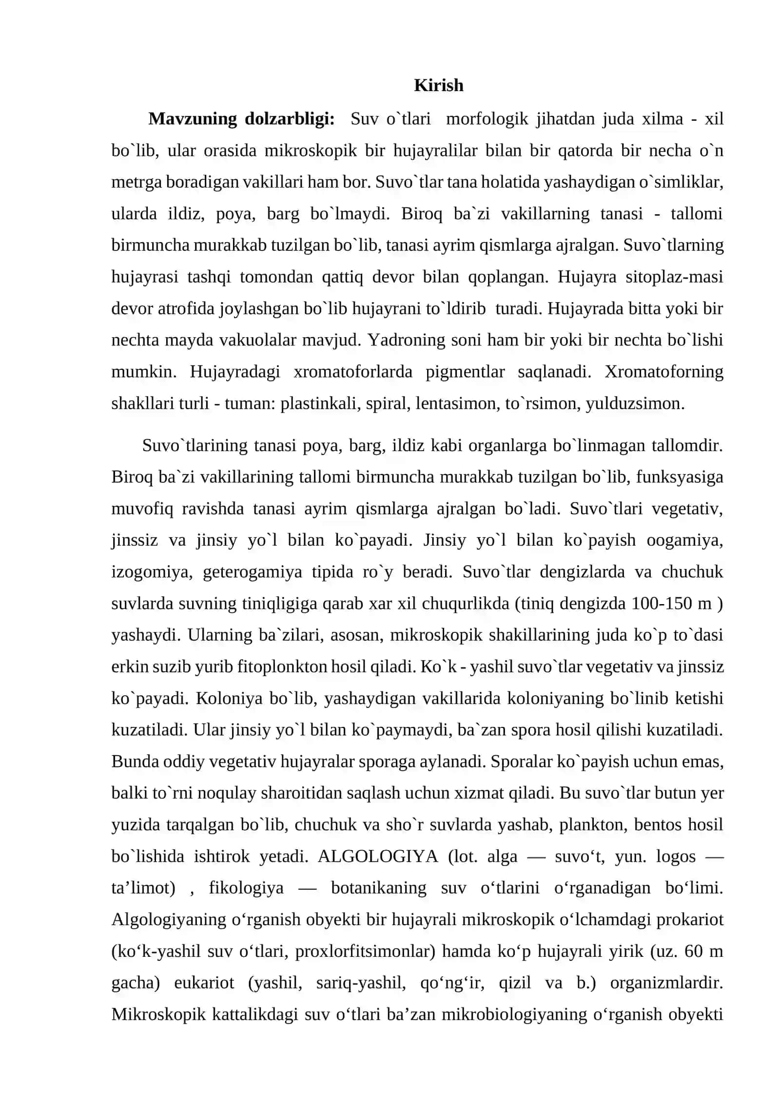 Suvo’tlar bo’limiga umumiy tasnif 2