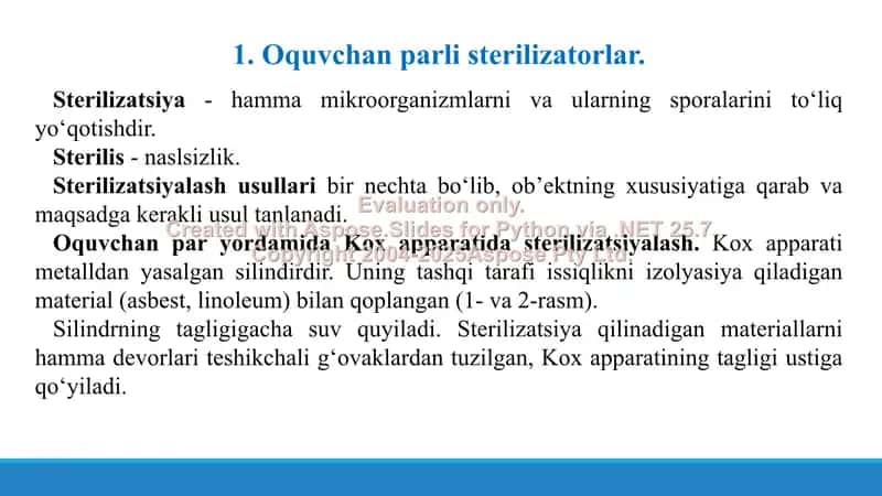 Oquvchan parli sterilizatorlar. Sterilizator S-60. Avtoklav tuzilishi. Taqdimot, 16 sahifa 2