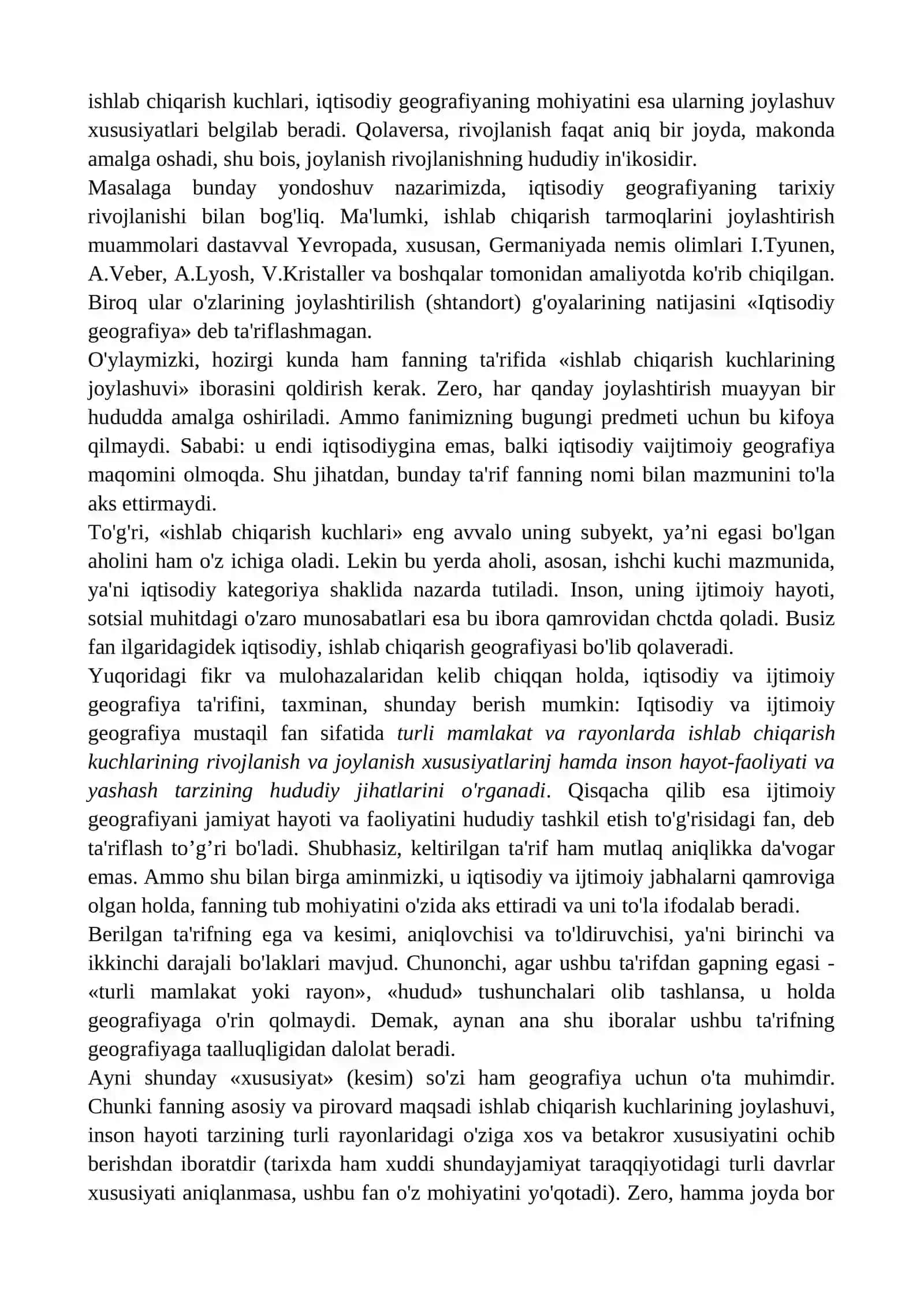 IQTISODIY VA IJTIMOIY GEOGRAFIYANING FANLAR TIZIMIDA TUTGAN O‘RNI 2
