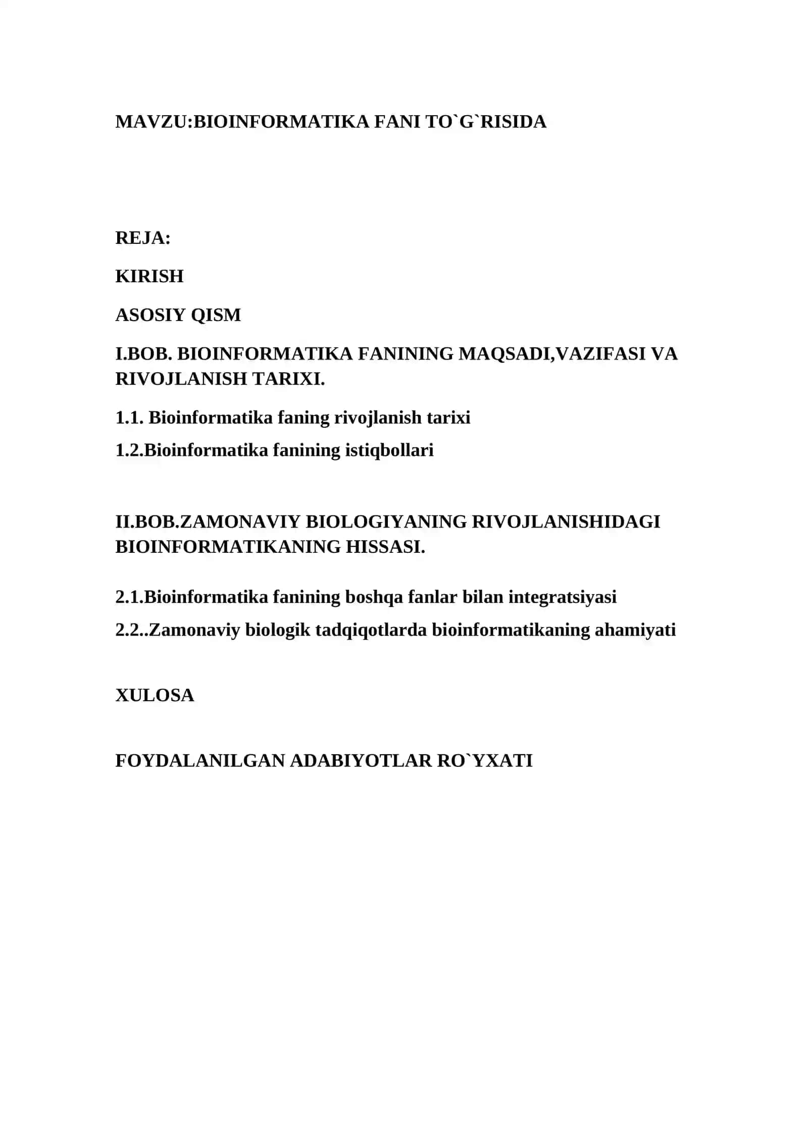 BIOINFORMATIKA FANI TO`G`RISIDA 2