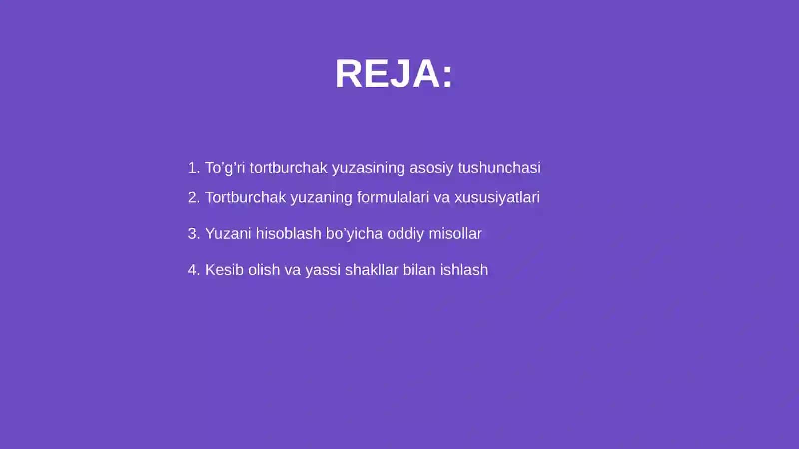 To’g’ri tortburchak yuzalariga doir masalalar yechish 2