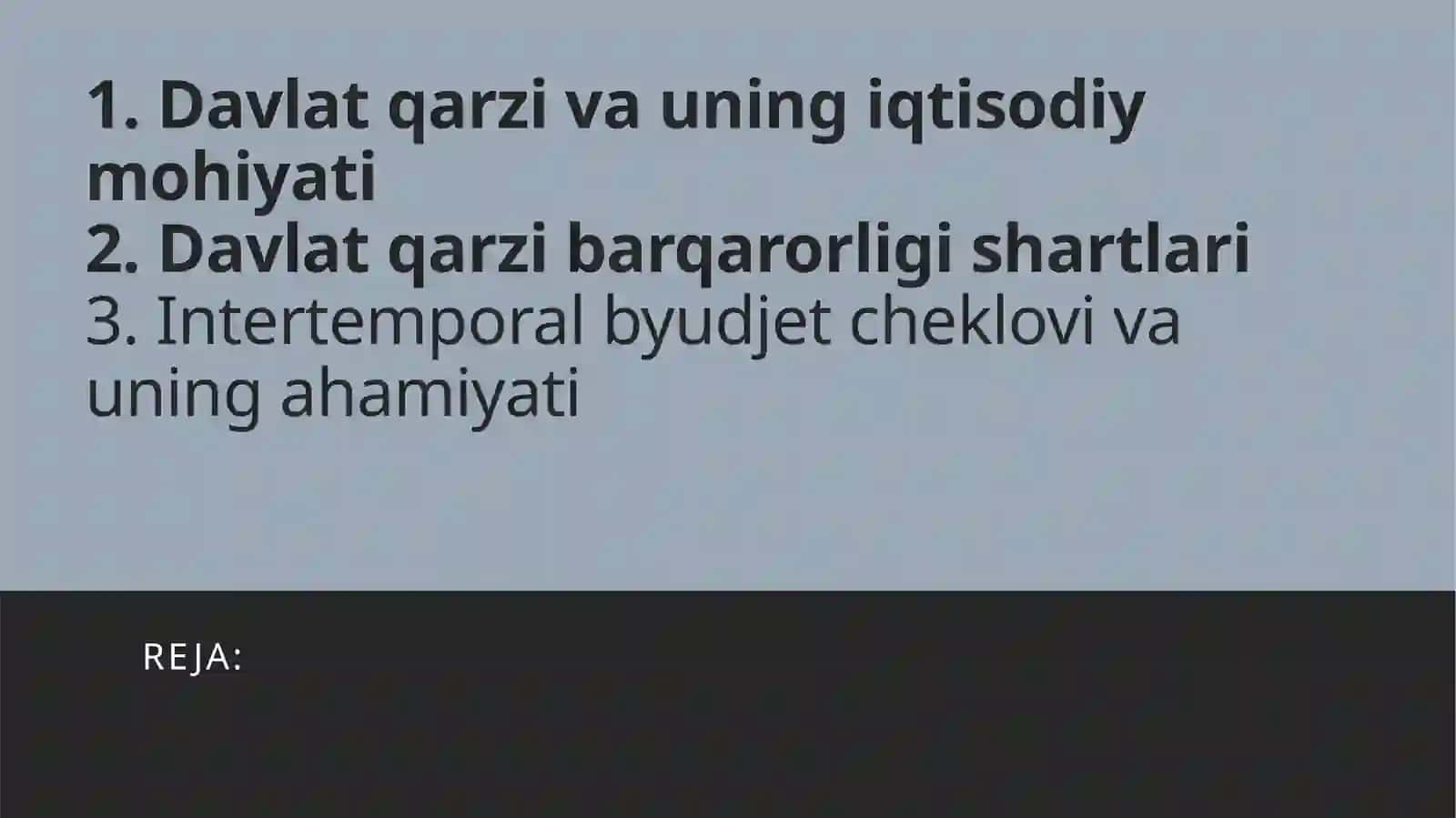 Davlat qarzining barqarorligi shartlari va intertemporal byudjet cheklovi 2