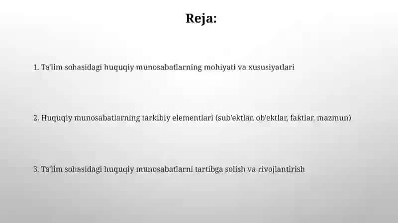Huquqiy munosabatlar tushunchasi belgilari va tarkibiy qisimlari 2
