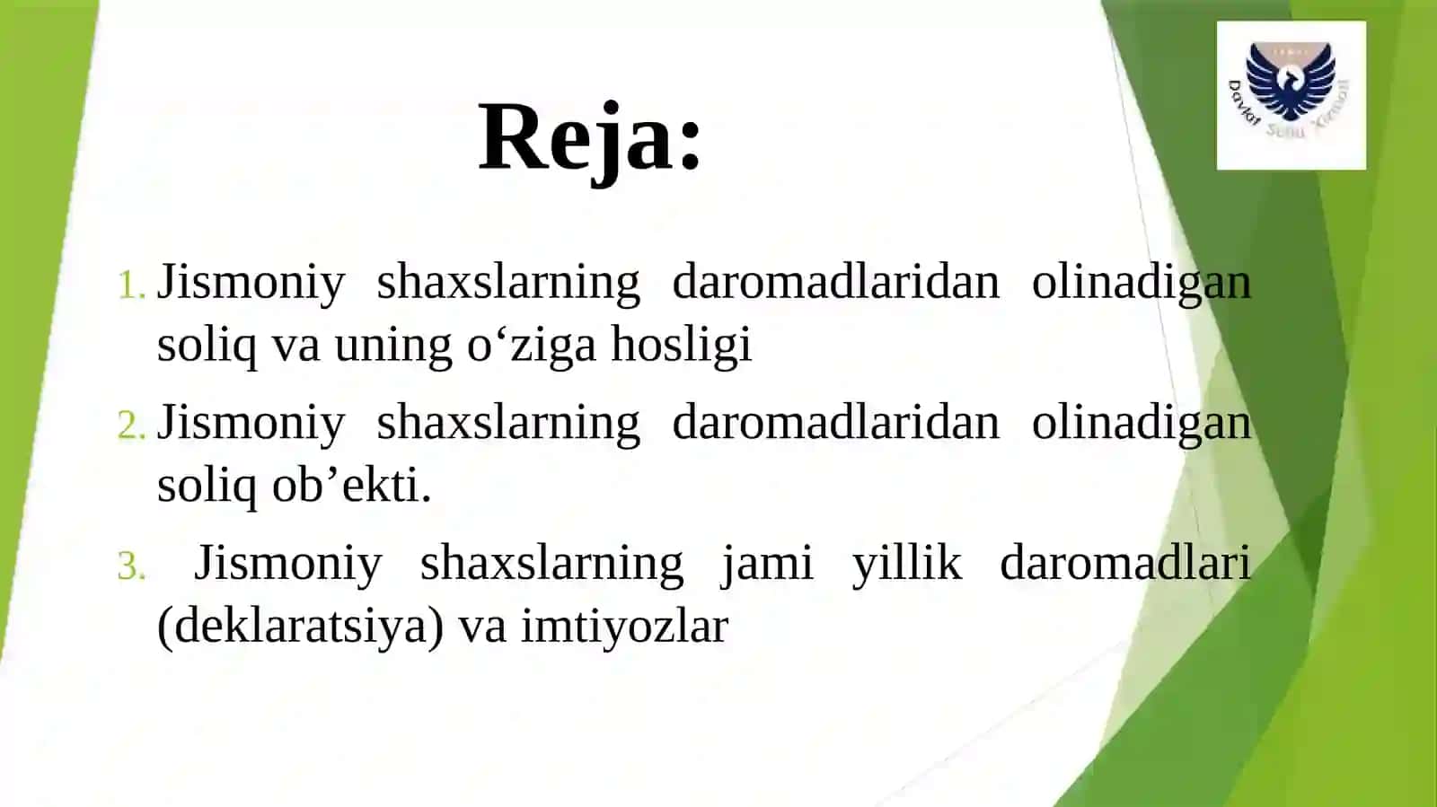 Ishhaqivajismoniyshaxslardanolinadigandaromadsolig’i 2