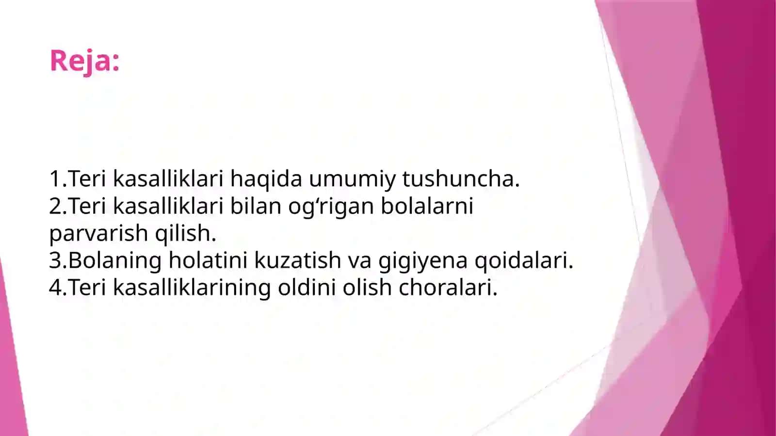 Teri kasalliklari bilan og‘rigan bolalarni parvarish qilish va kuzatish 2