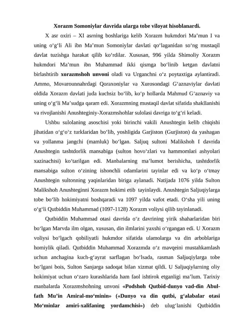 Xorazmshohlar Davlatining Boshqaruv Tartibi 2