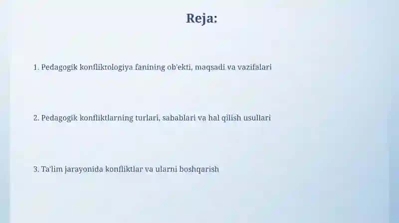 Pedagogik konfliktologiya fanining obyekti maqsadi va vazifalari 2