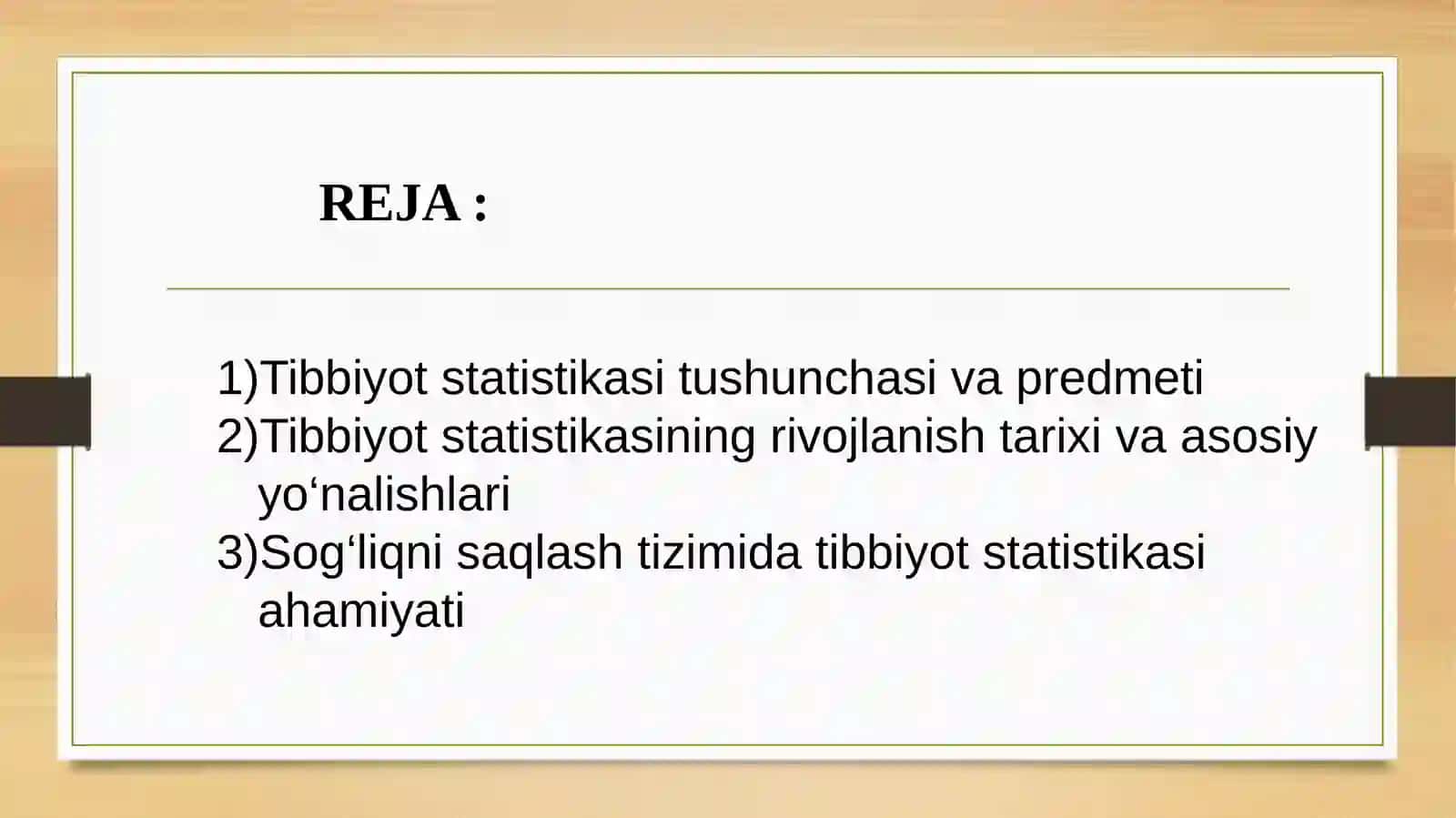 Tibbiyot statistikasi asoslari va uning sog‘liqni saqlashdagi ahamiyati 2