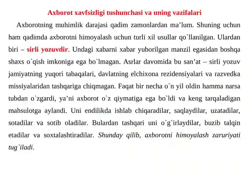 TЕXNIK VA TEXNOLOGIK JARAYONLARDA AXBOROT XAVFSIZLIGINI TA’MINLASH 2