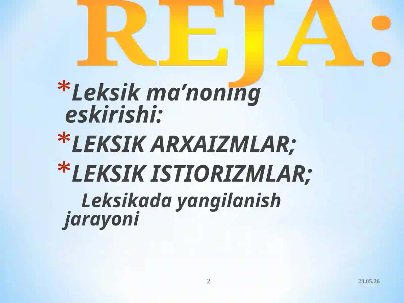 O'ZBEK TILI LEKSIKASIDA LEKSIK MA’NO TARAQQIYOTI 2