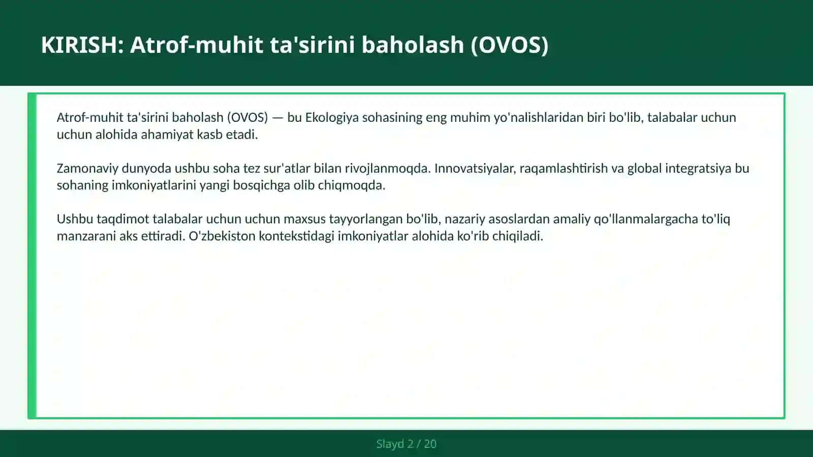 Atrof-muhit ta'sirini baholash (OVOS) 2