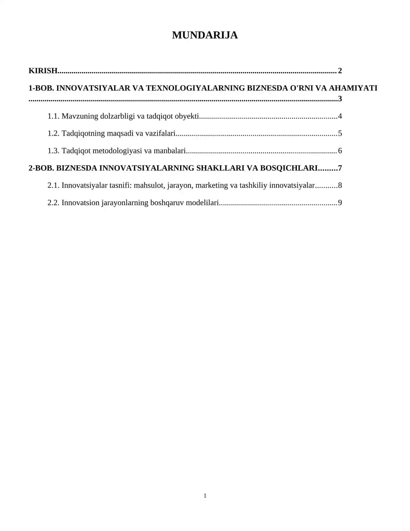 Biznesda innovatsiyalar va texnologiyalar 2