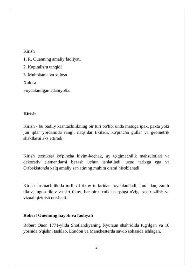 R.Ouenning amaliy faoliyati, kapitalizm tanqidi 2