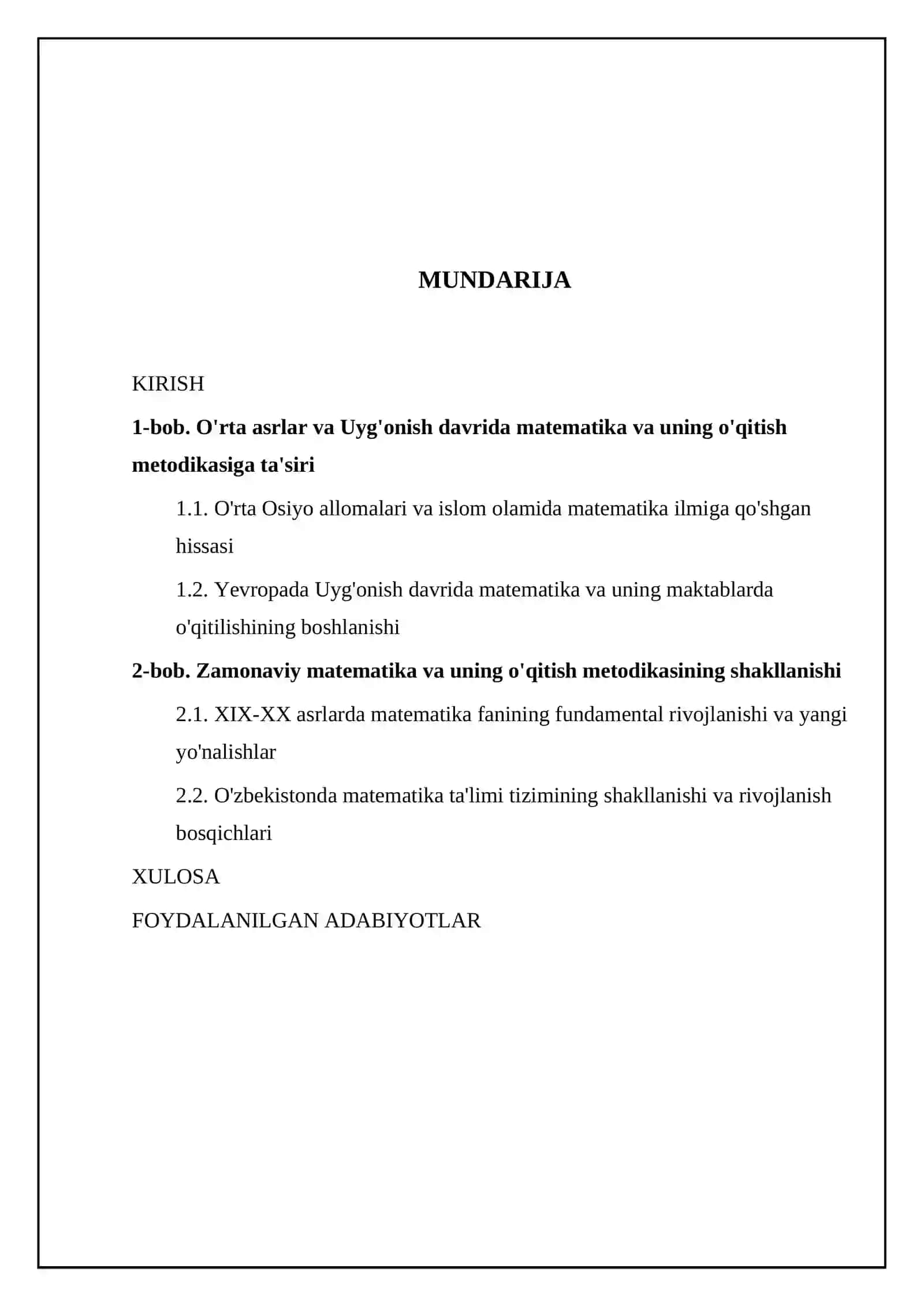 Matematika va uni oʻqitish metodikasi fanining shakllanishi va rivojlanishining tarixiy bosqichlari 2