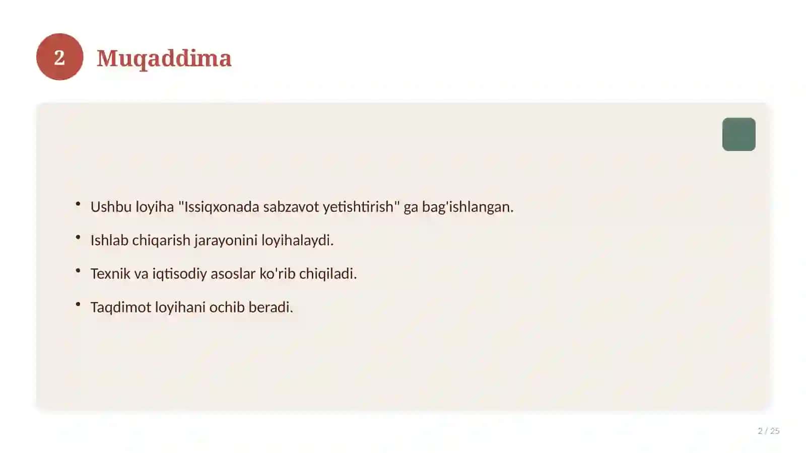 Issiqxonada sabzavot yetishtirish 2
