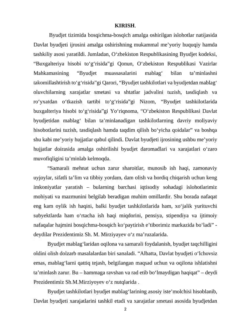 Davlat byudjeti va davlat maqsadli jamg’armalari byudjeti daromadlari ijrosi hisobi 2