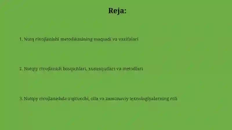 Nutq rivojlanishi metodikasi fanining maqsadi va vazifalari 2