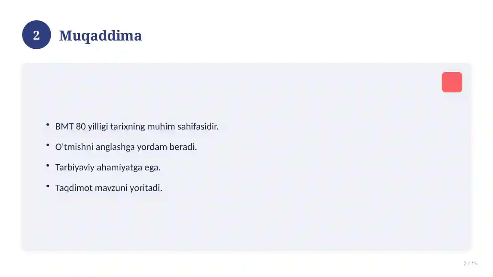 BMT Bosh Assambleyasining 80 yilligi 2