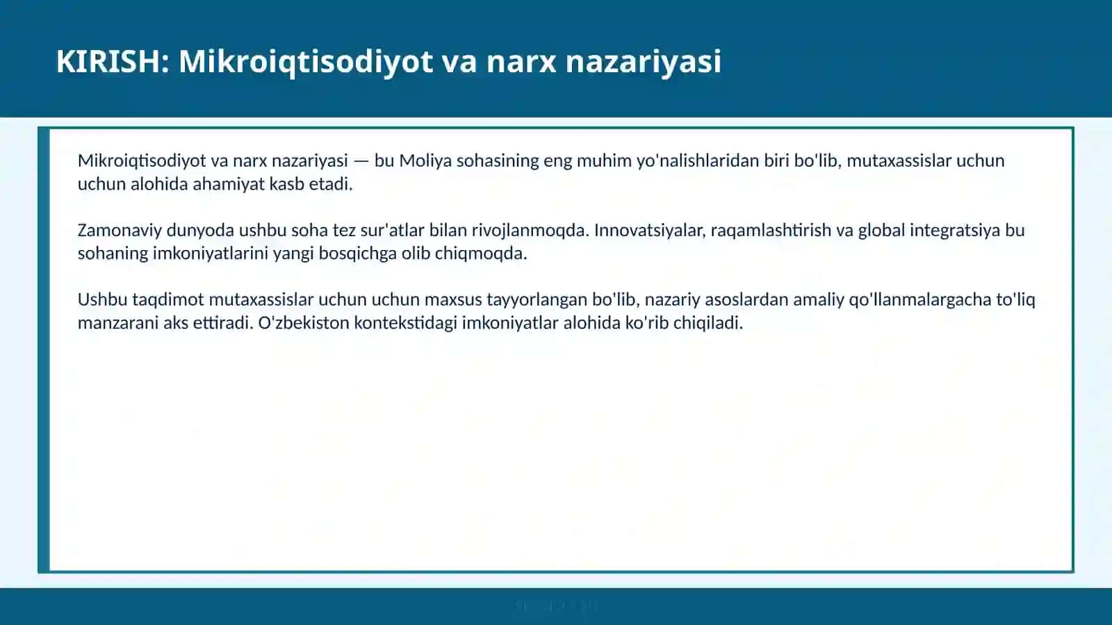 MIKROIQTISODIYOT VA NARX NAZARIYASI 2