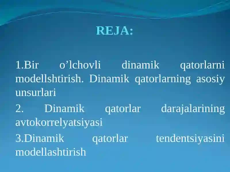Dinamik qatorlarda ekonometrik modellashtirish 2