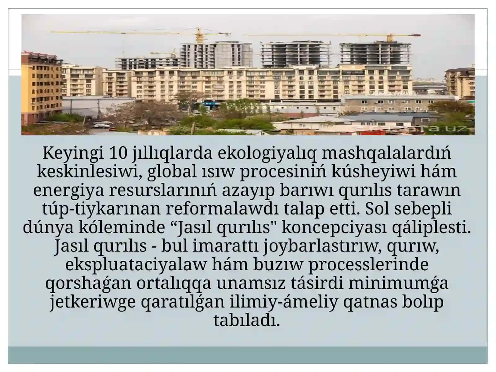 Jasıl qurılıs texnologiyaların analiz qılıw 2