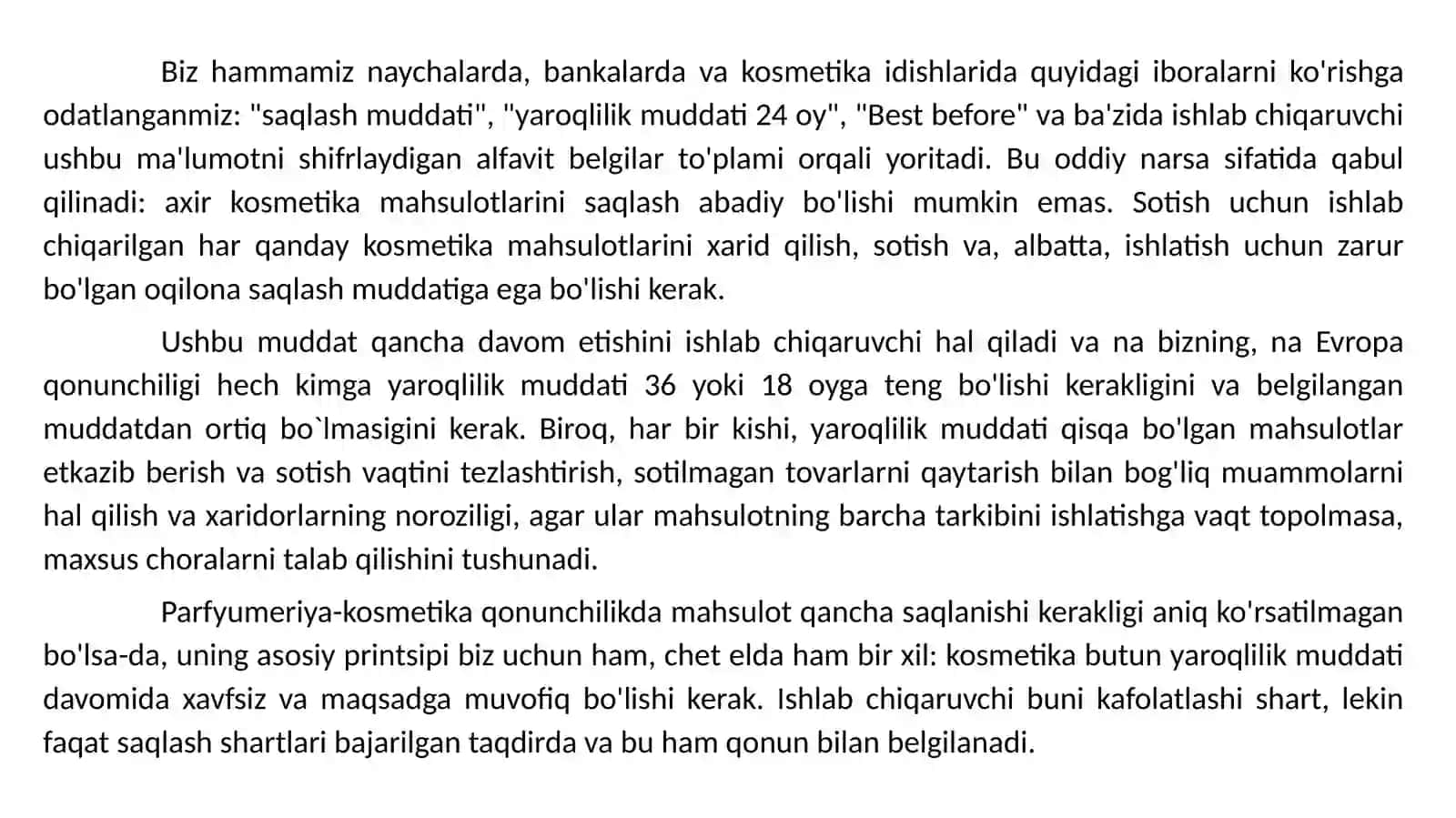 PARFYUMERIYA-KOSMETIKA MAHSULOTLARINI SAQLASHDA SODIR BO’LADIGAN FIZIK-KIMYOVIY O’ZGARISHLAR 2