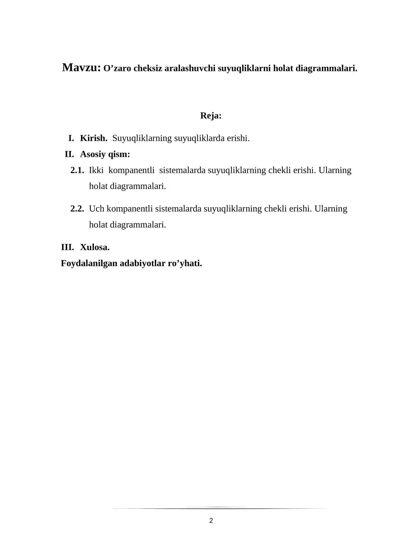 O’zaro cheksiz aralashuvchi suyuqliklarni holat diagrammalari 2