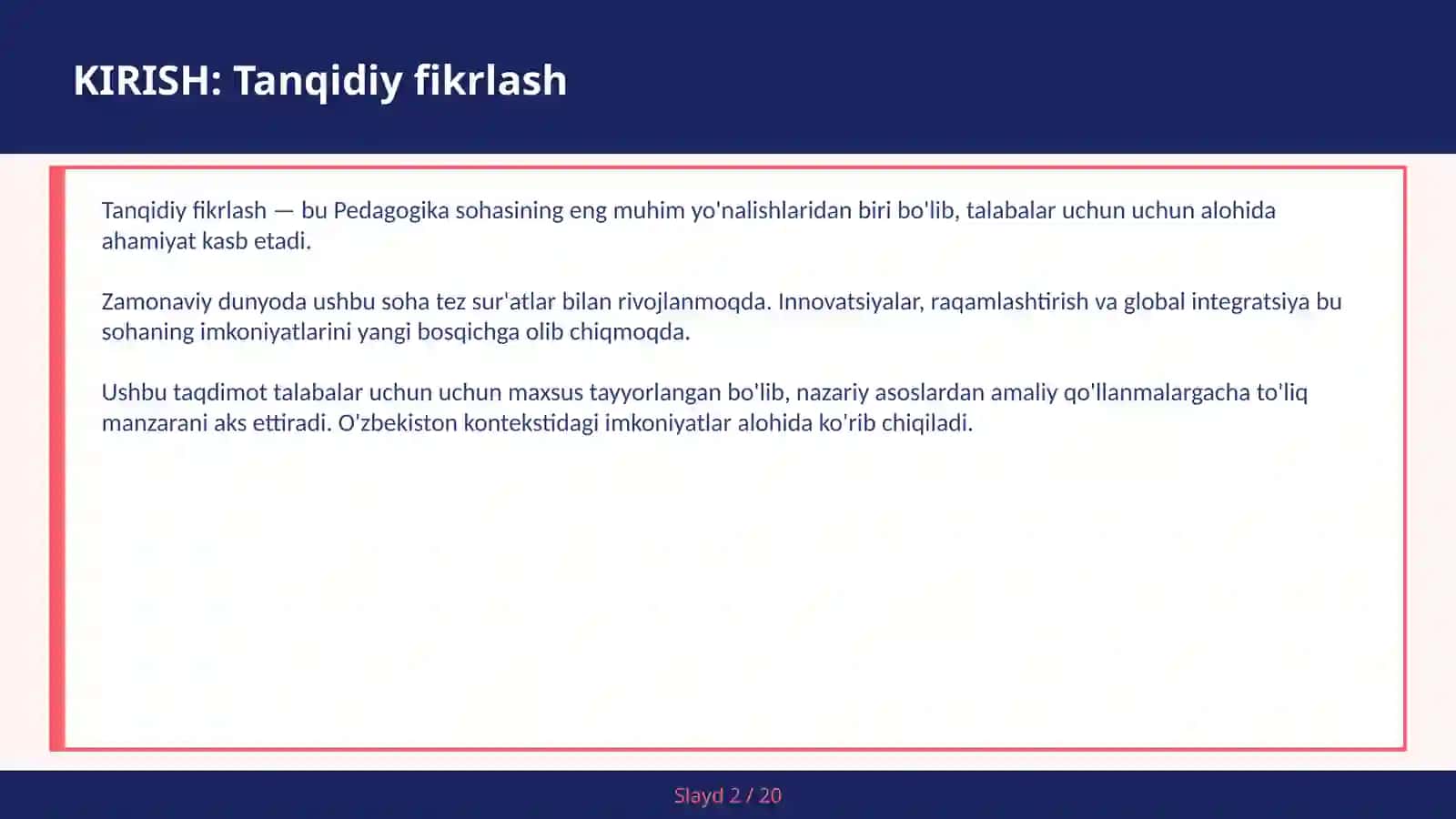 Tanqidiy fikrlash 2