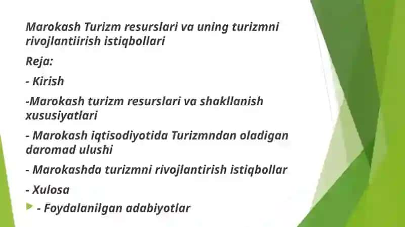 Marokash Turizm faoliyati 2