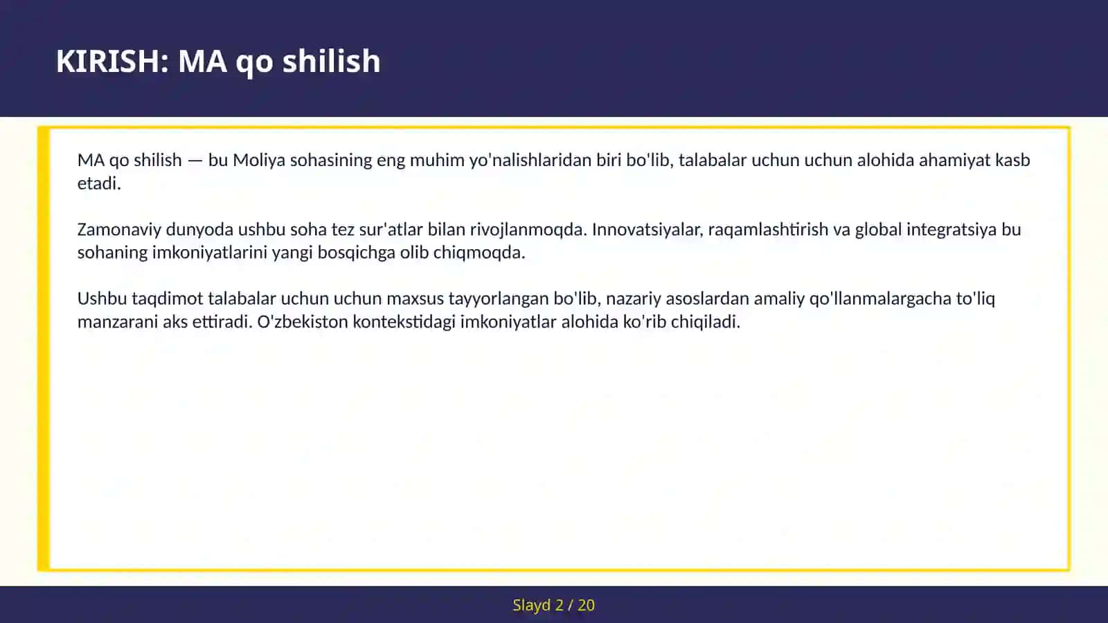MA QO SHILISH 2