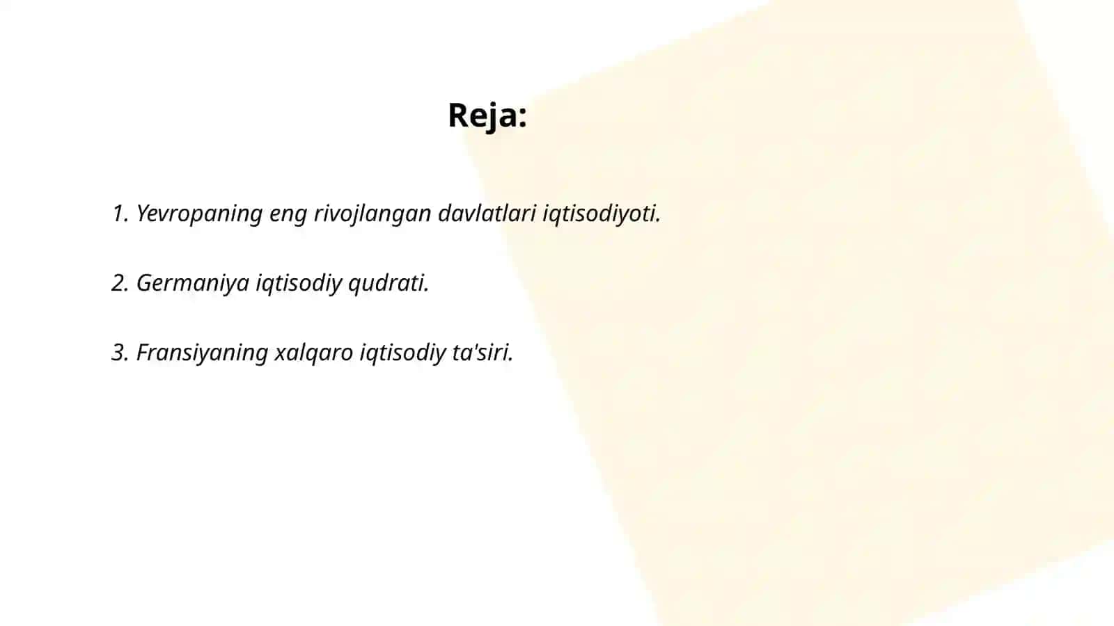 Yevropaning eng rivojlangan davlatlari iqtisodiyoti 2