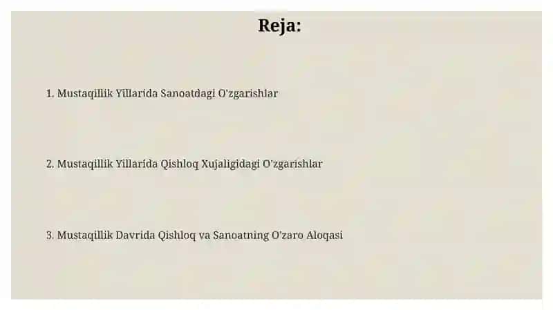 Mustaqillik Yillarida Qishloq Hujaligidagi O'zgarishlar 2