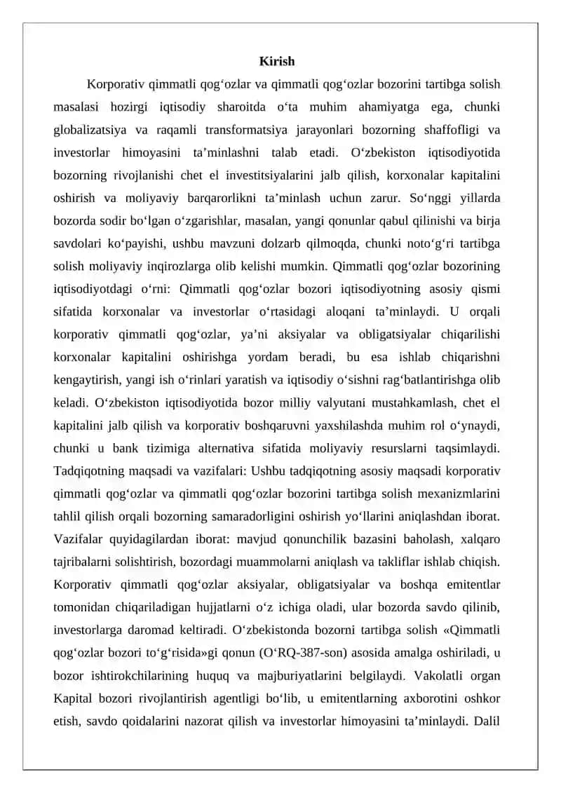 Korporativ qimmatli qog‘ozlar va qimmatli qog‘ozlar bozorini tartibga solish 2