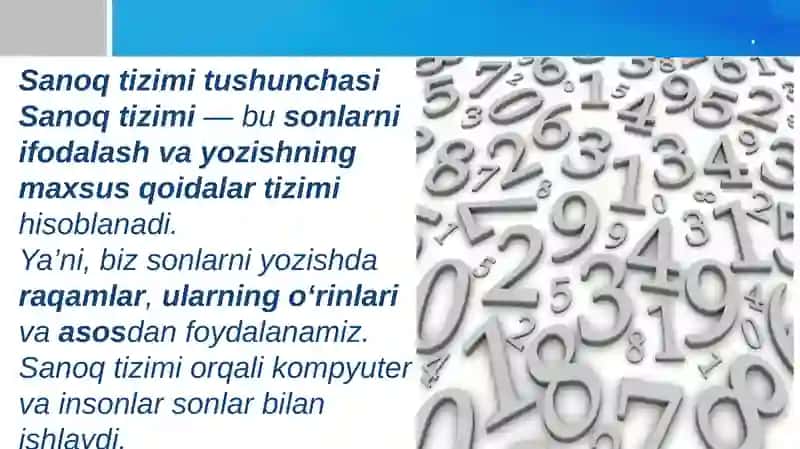 Sanoq tizimi tushumchasi va turlari 2