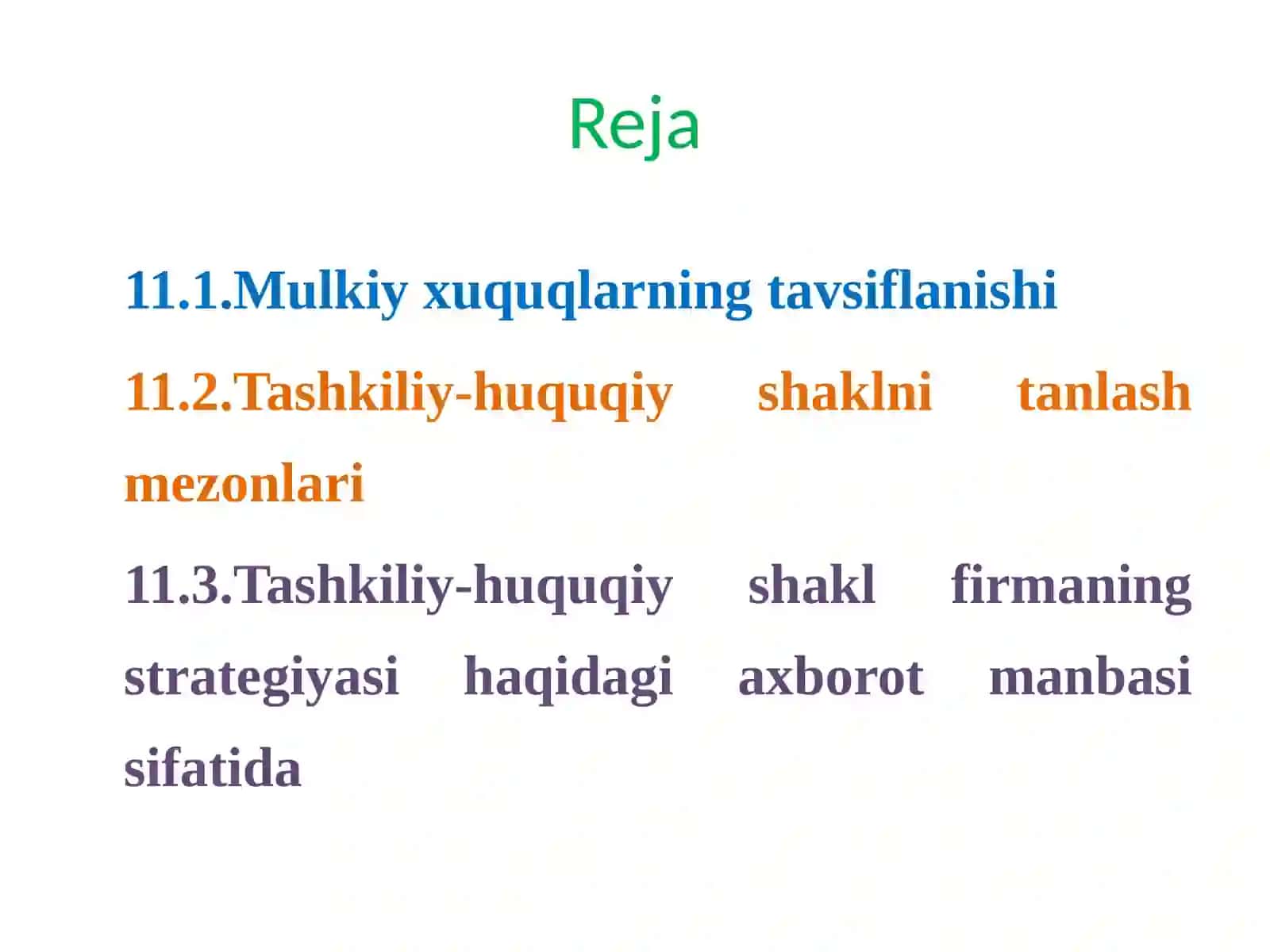 11 FIRMANING TASHKILIY-HUQUQIYSHAKLINI TAHLIL QILISH 2