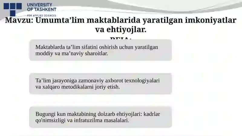 Umumta'lim maktablarida yaratilgan imkoniyatlar va ehtiyojlar 2