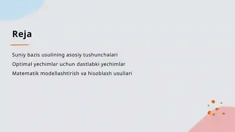 Suniy bazis usuli 2