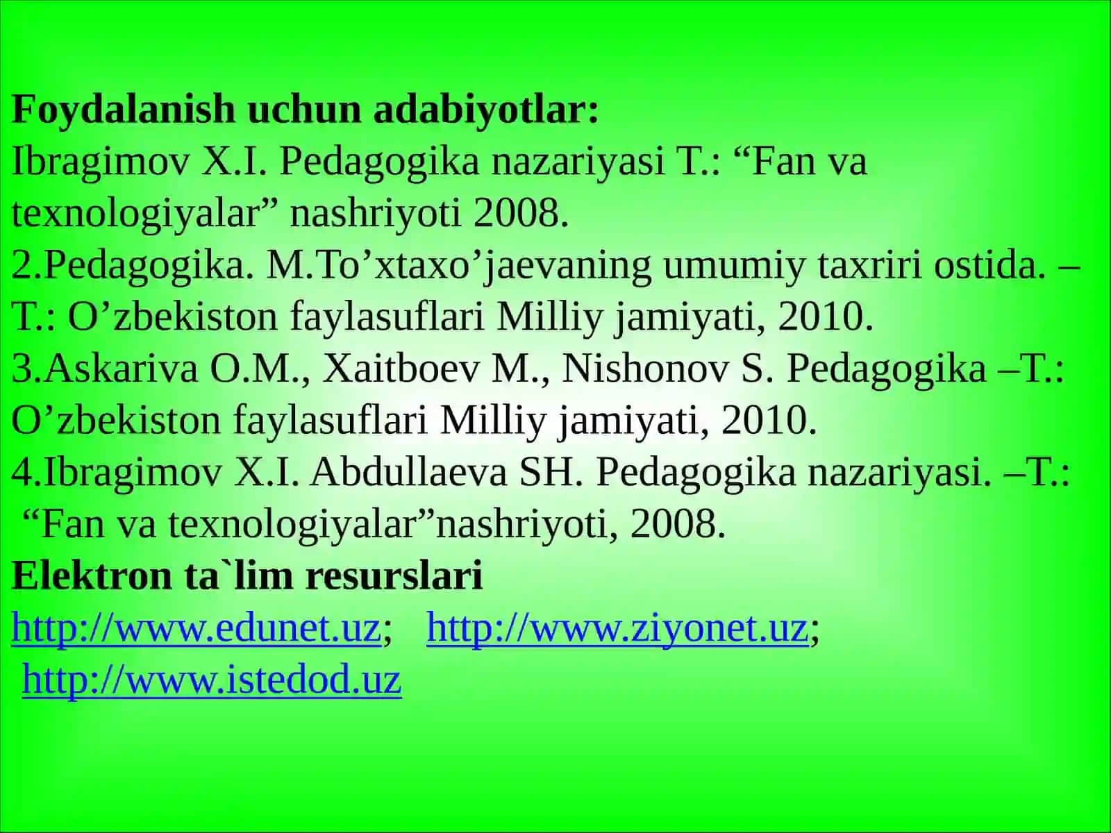 4 TARBIYA JARAYONINING MAZMUNI. TARBIYA QONUNIYATLARI VA TAMOYILLARI 2