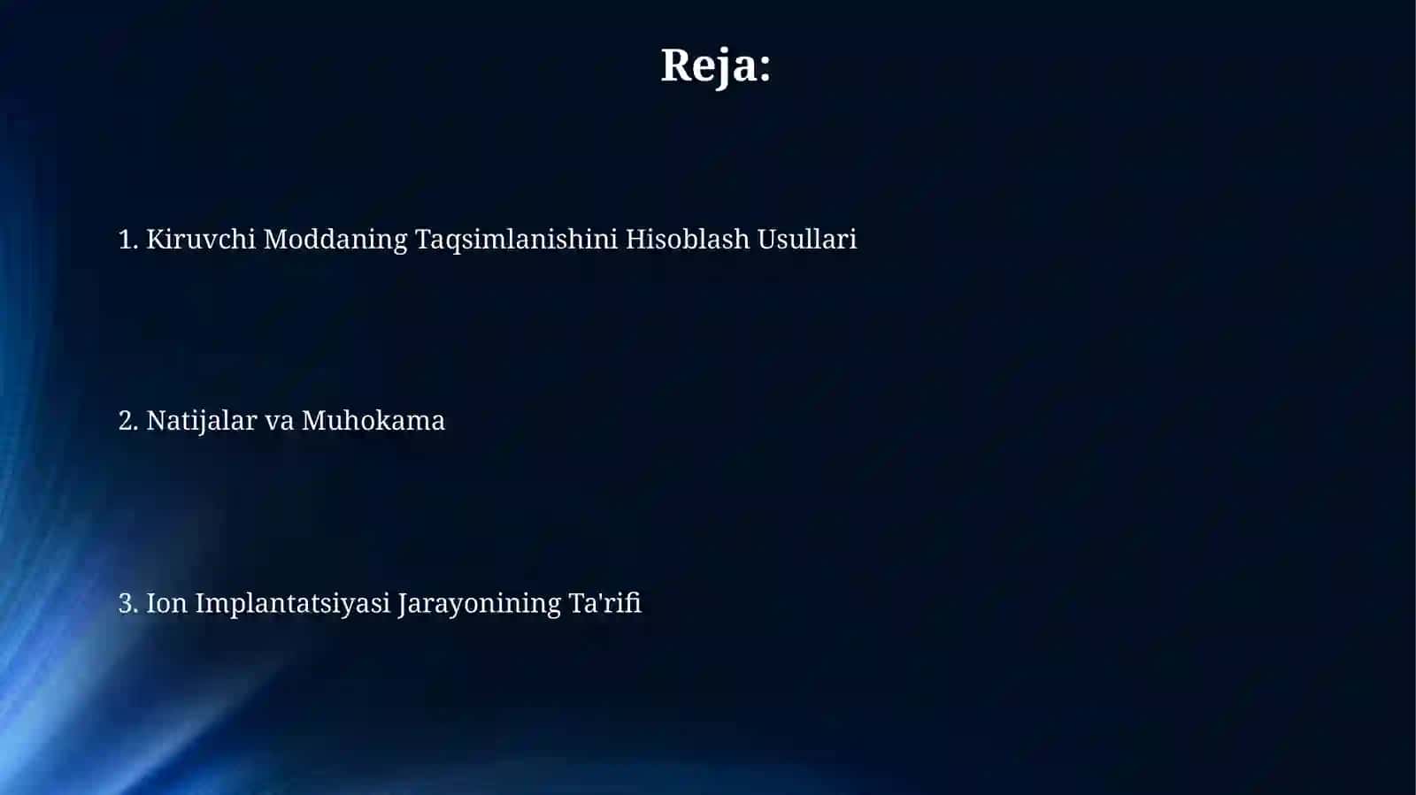 Ion implantatsiya usuli bilan hosil qilingan strukturalarda kirishmalar taqsimotini hisoblash 2
