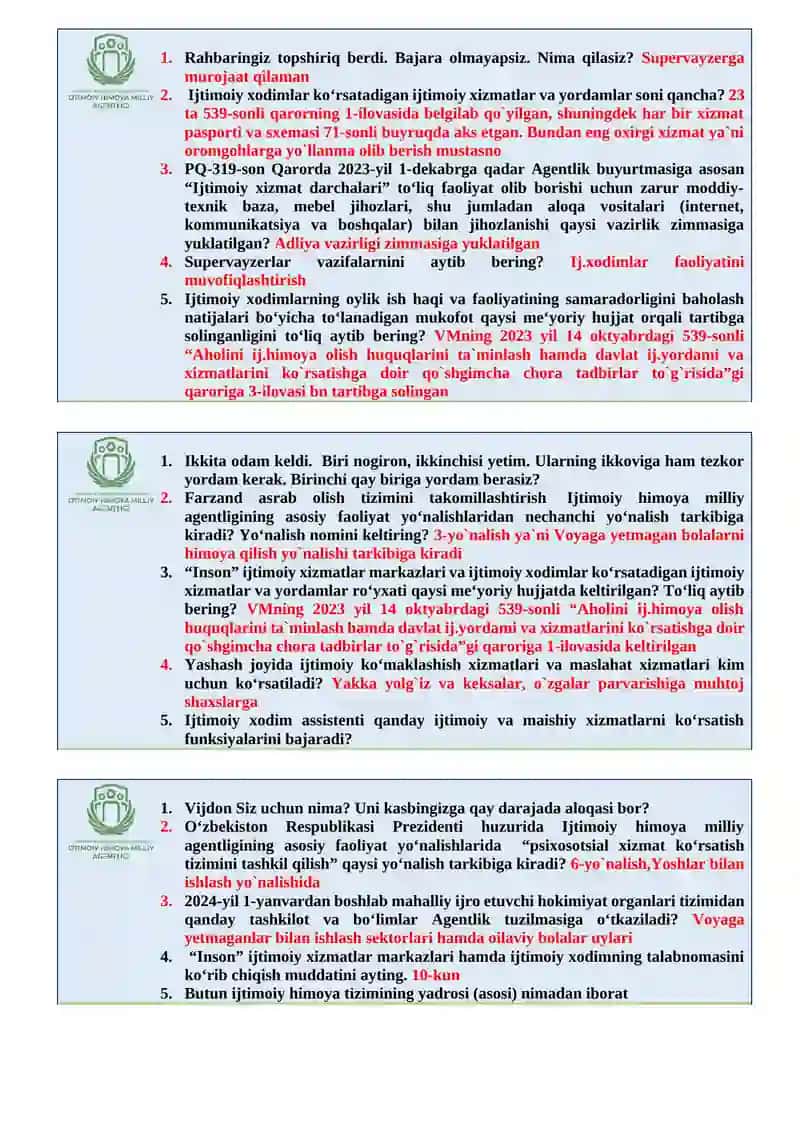 Argos BILETLAR Savollar javoblari bilan 2