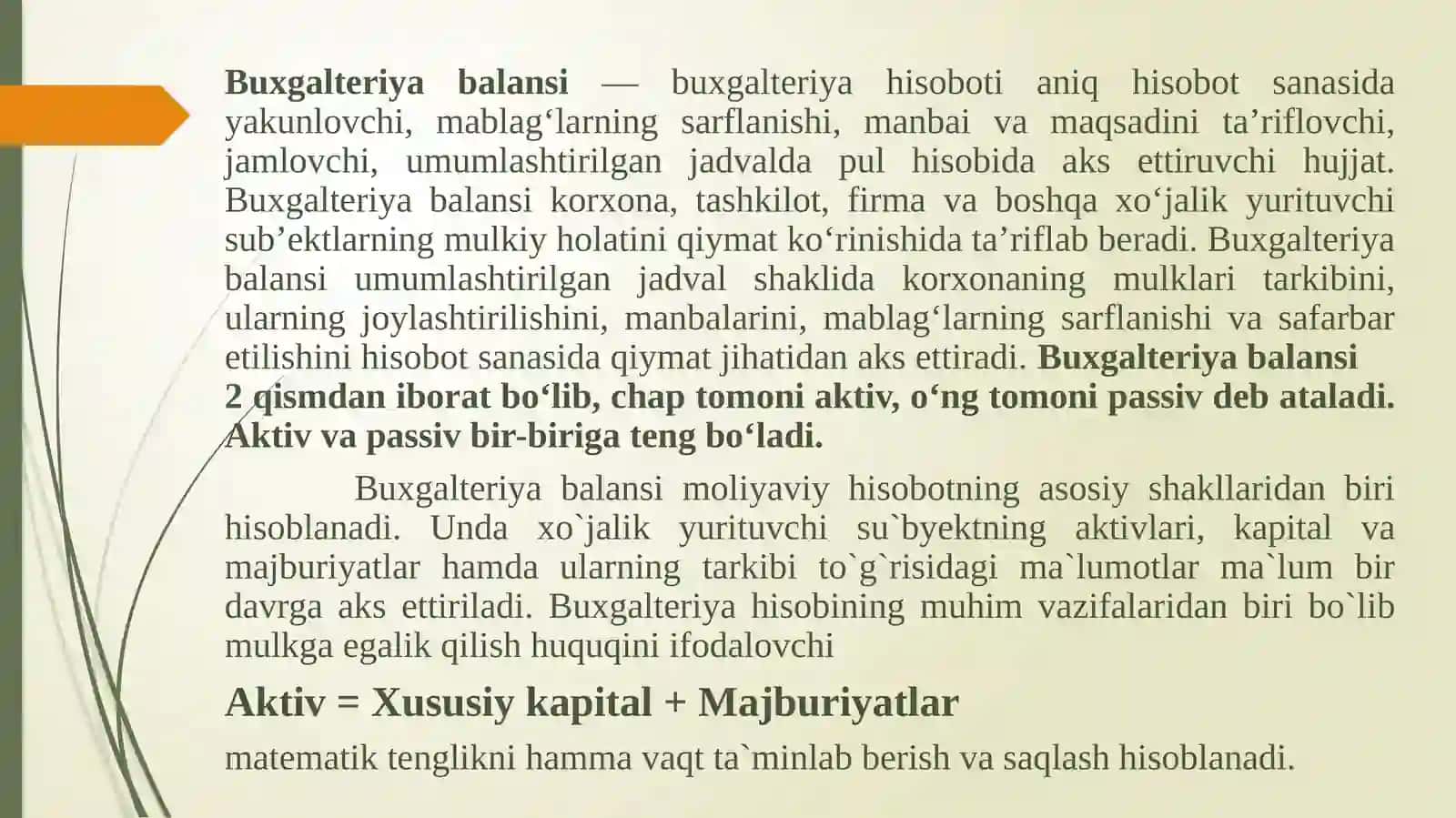 Moliyaviy holat (buxgalteriya balansi) tahlili 2