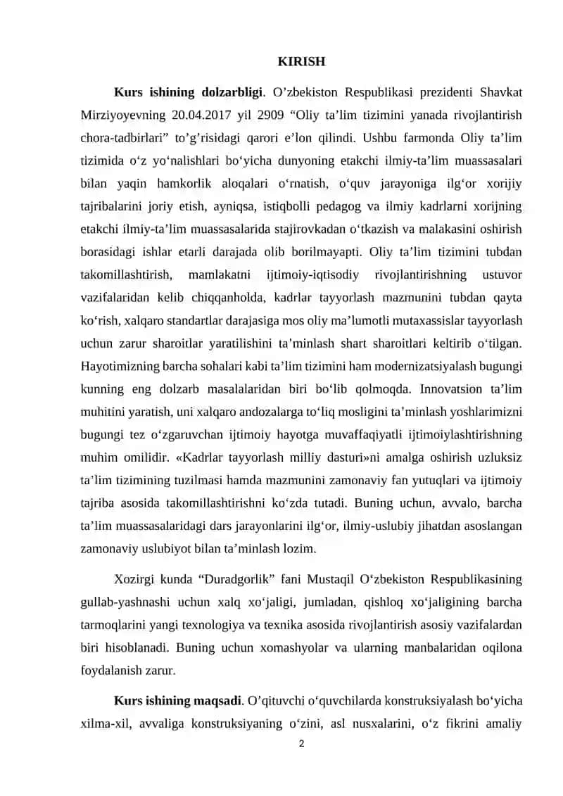 O'QUVCHILARGA «BUYUMLARNI KESIB KONSTRUKSIYALASH, MIXDA BERKITISH, YIG'ISH VA PARDOZLASH» MAVZUSINI O'QITISH METODIKASI 2