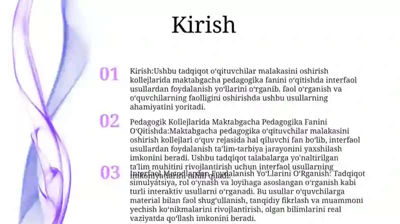 Pedagogik Kollejlarida Maktabgacha Pedagogika Fanini OʻQitishda Interfaol Metodlardan Foydalanish YoʻLlarini OʻRganish 2
