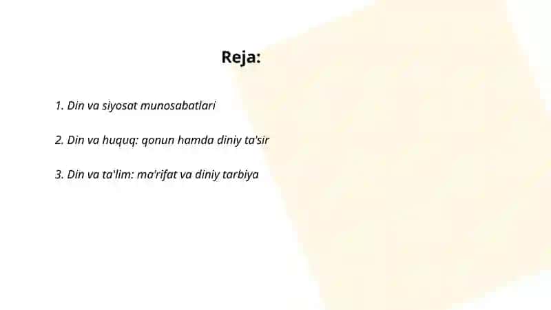 Din va dunyo munosabatlari 2