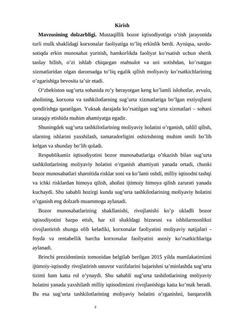 Sug‘urta kompaniyalari moliyasining o‘ziga xos xususiyatlari 2