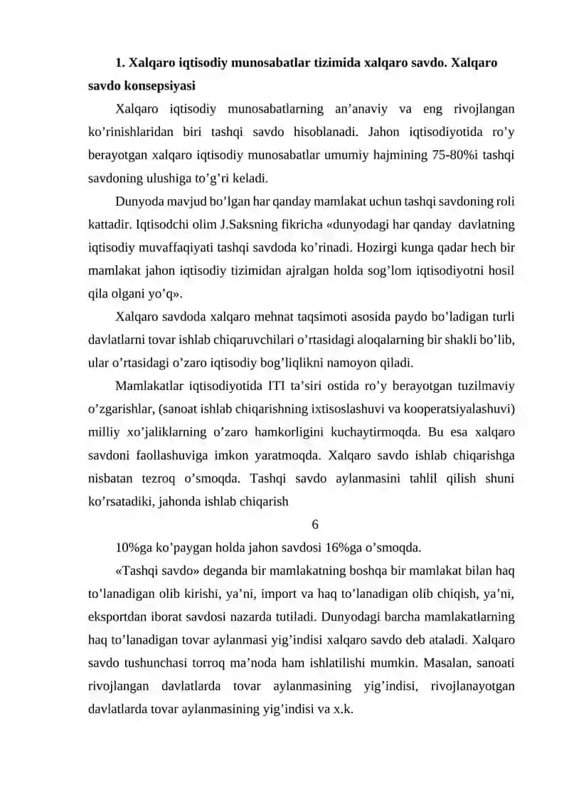 Хalqaro savdoning standart modeli va yangi savdo nazariyalari 2