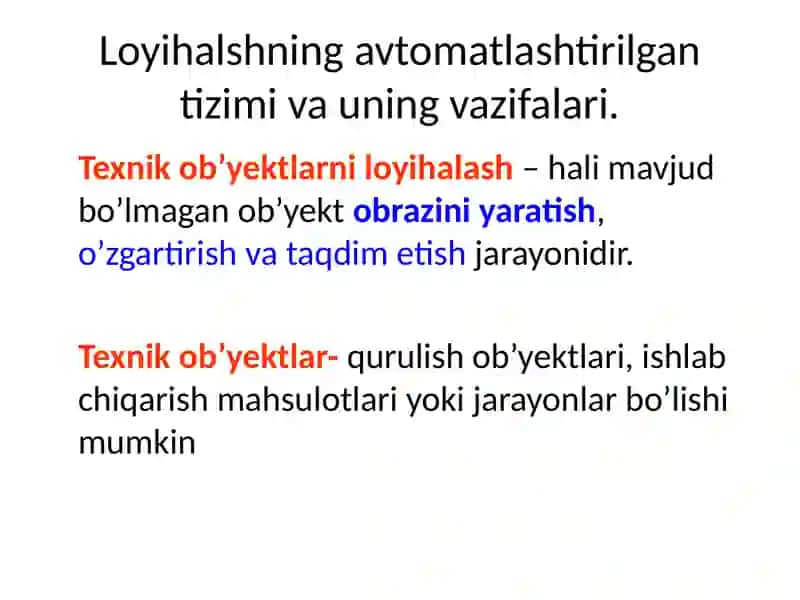 Zamonaviy Avtomatlashtirilgan loyihalashning tizimlar 2