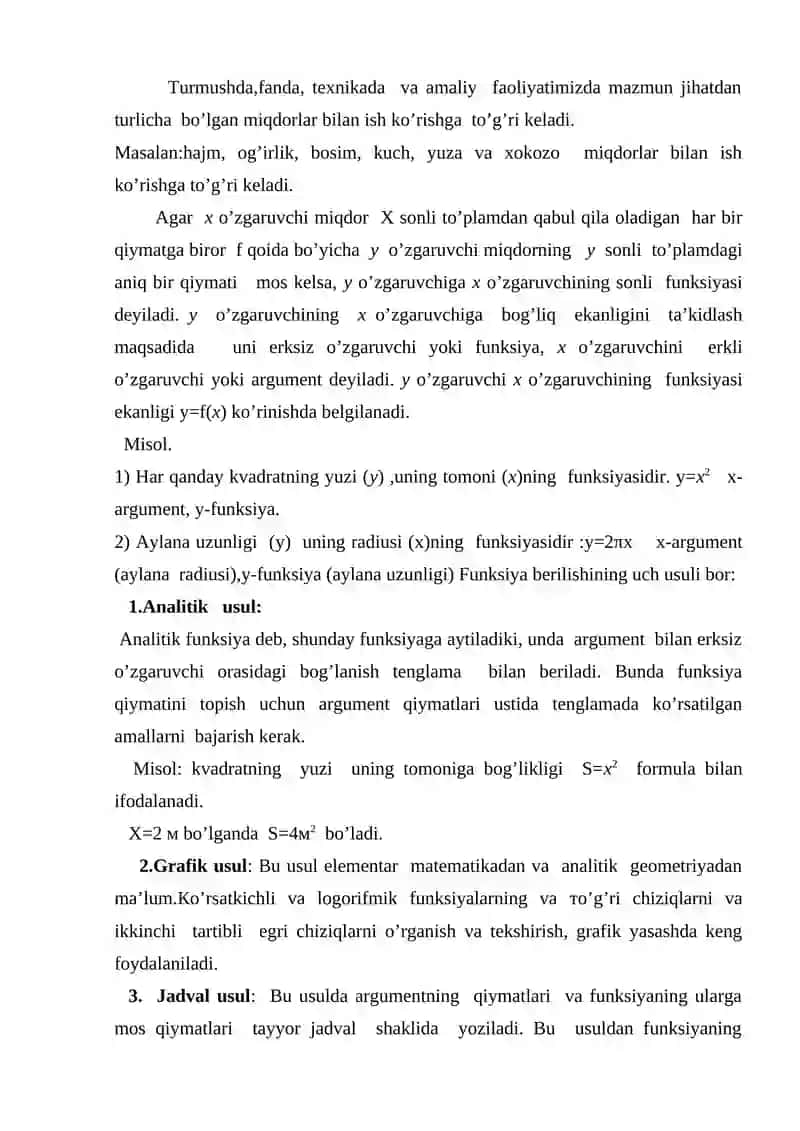 Differensial va integral hisob   Funksiya va berilisn usullari . Funksiya  limiti .Hosila tushunchasi va hosilani  hisoblash .. 2